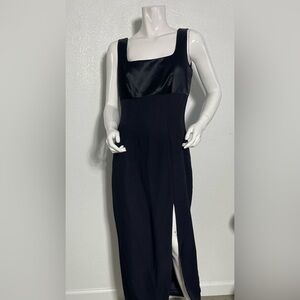Elegant Black Sheath Maxi Dress Square Neck